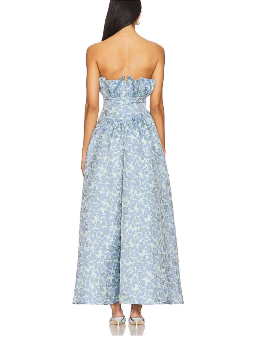 Elliatt Strapless Blue Floral High-Low Gown - Picture 3 of 8
